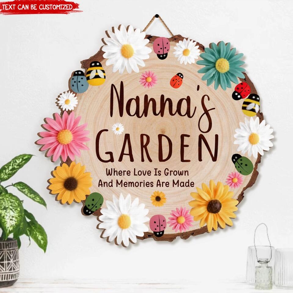 Grandma's Garden Where Love Is Grown And Memories Are Made - Personalized Grandma 1 Layer Sign - Grandma Gift - Mother's Day Sign