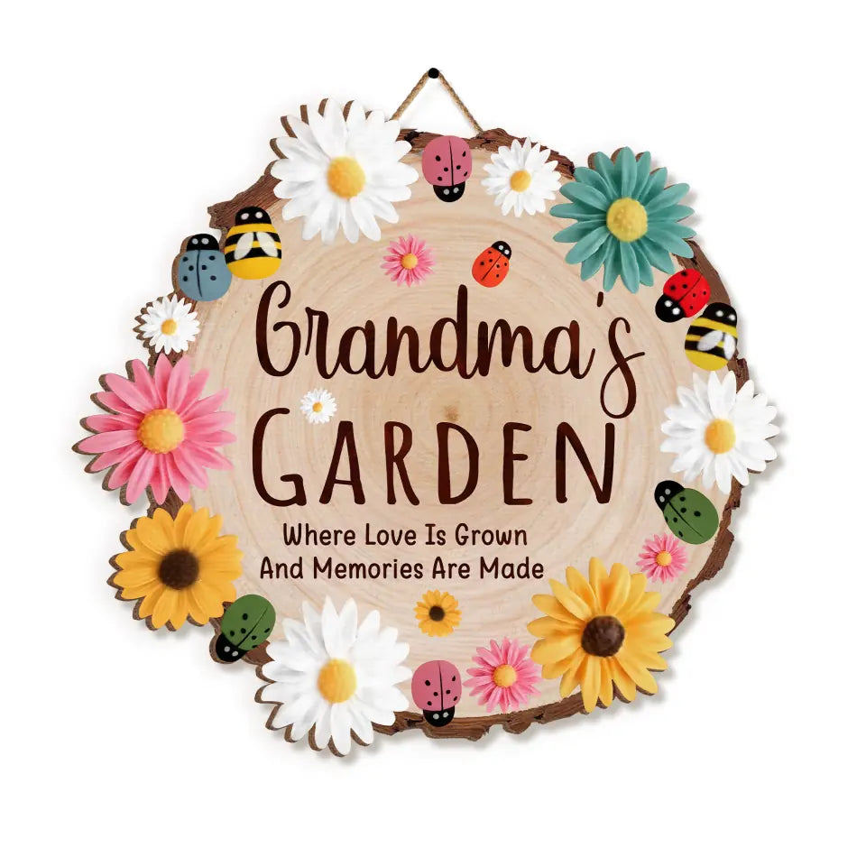 Grandma&#39;s Garden Where Love Is Grown And Memories Are Made - Personalized Grandma 1 Layer Sign - Grandma Gift - Mother&#39;s Day Sign