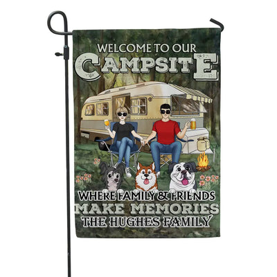Welcome To Our Campsite Camping Couple - Personalized Garden Flag, Gift For Dog Lovers