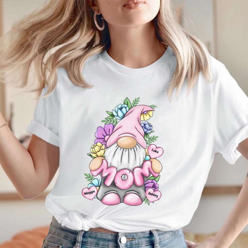 Mom Gonk Gnome Floral - Personalized Mother’s Day Shirt - Mom Shirt - Gnome Heart Mom Shirt - Mother's Day Gift