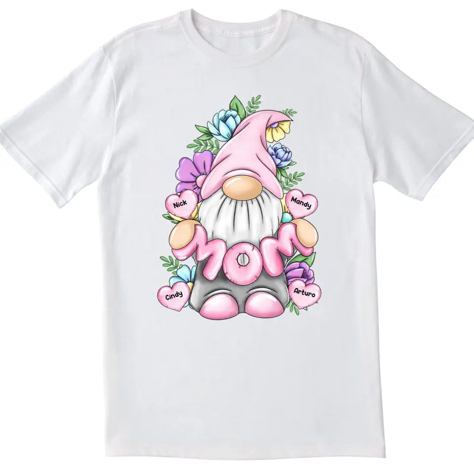 Mom Gonk Gnome Floral - Personalized Mother’s Day Shirt - Mom Shirt - Gnome Heart Mom Shirt - Mother&#39;s Day Gift