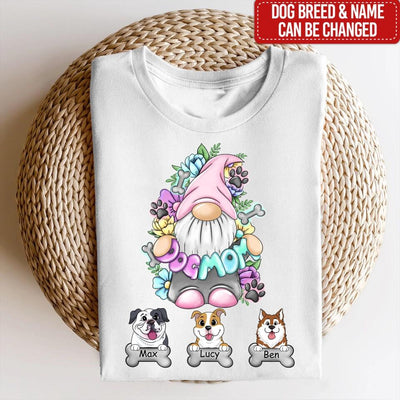 Dog Mom Gnome Floral - Personalized Dog Lovers Shirt - Dog Mom Shirt - Dog Lover Gift