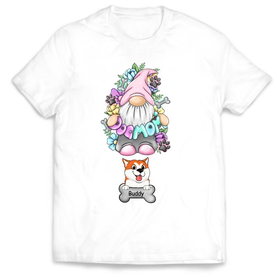 Dog Mom Gnome Floral - Personalized Dog Lovers Shirt - Dog Mom Shirt - Dog Lover Gift