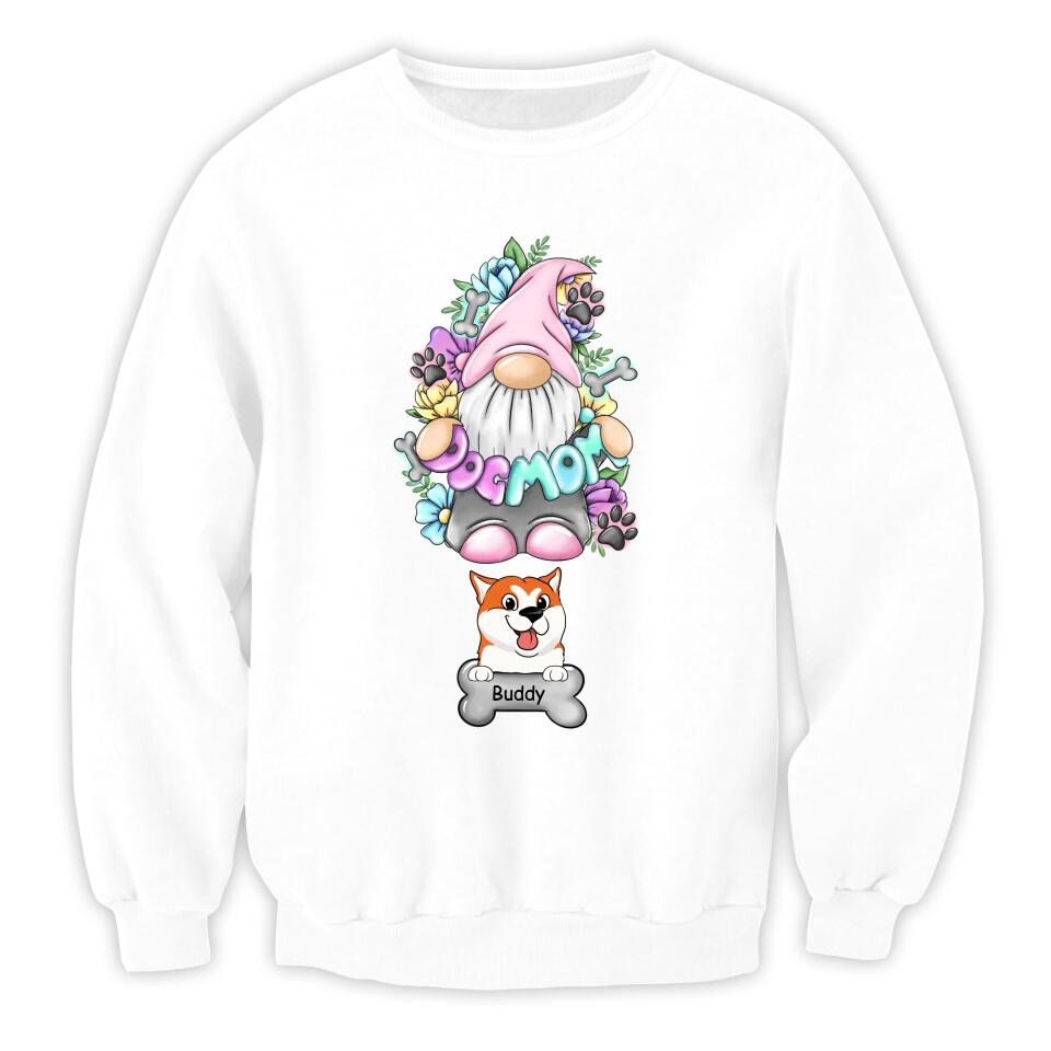 Dog Mom Gnome Floral - Personalized Dog Lovers Shirt - Dog Mom Shirt - Dog Lover Gift