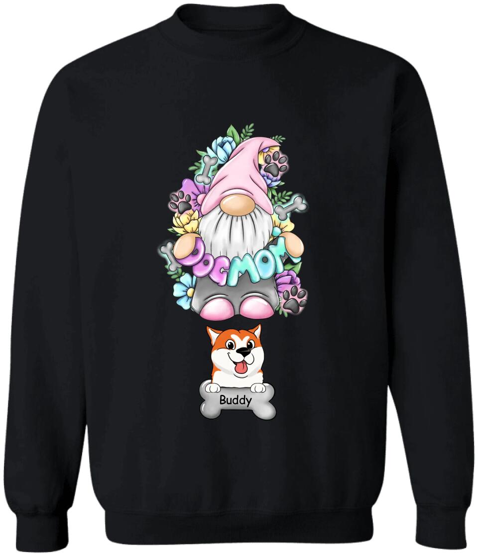 Dog Mom Gnome Floral - Personalized Dog Lovers Shirt - Dog Mom Shirt - Dog Lover Gift