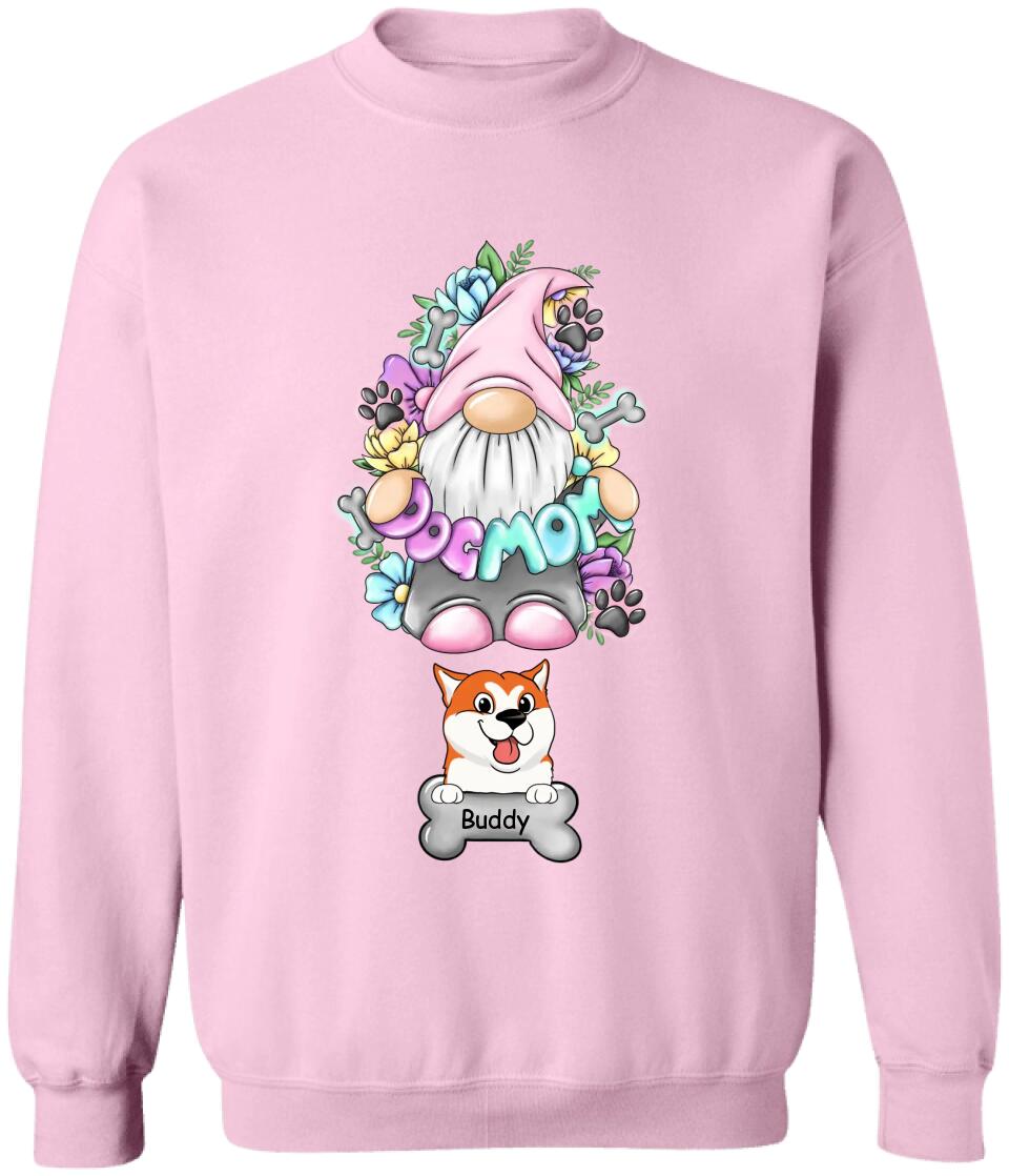 Dog Mom Gnome Floral - Personalized Dog Lovers Shirt - Dog Mom Shirt - Dog Lover Gift