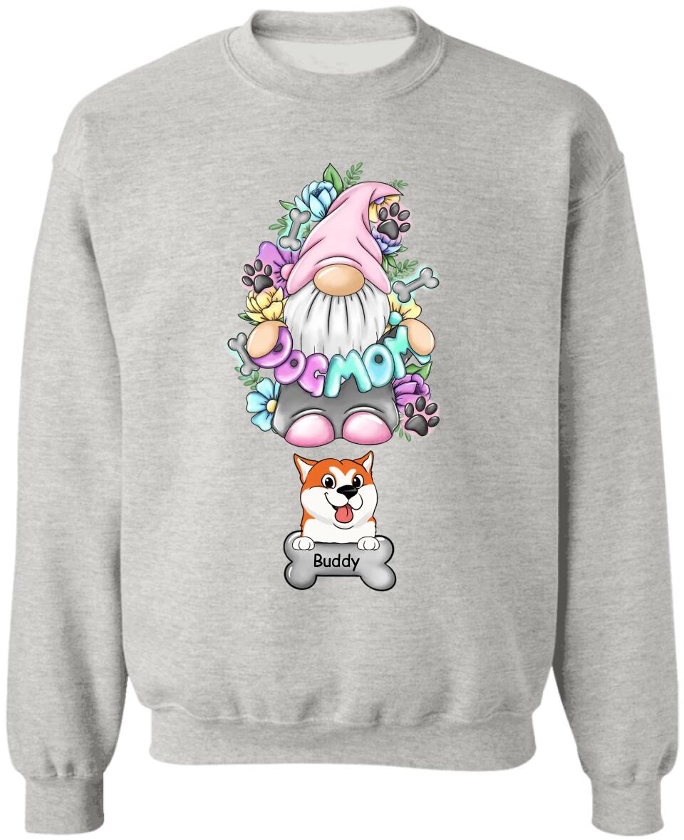 Dog Mom Gnome Floral - Personalized Dog Lovers Shirt - Dog Mom Shirt - Dog Lover Gift
