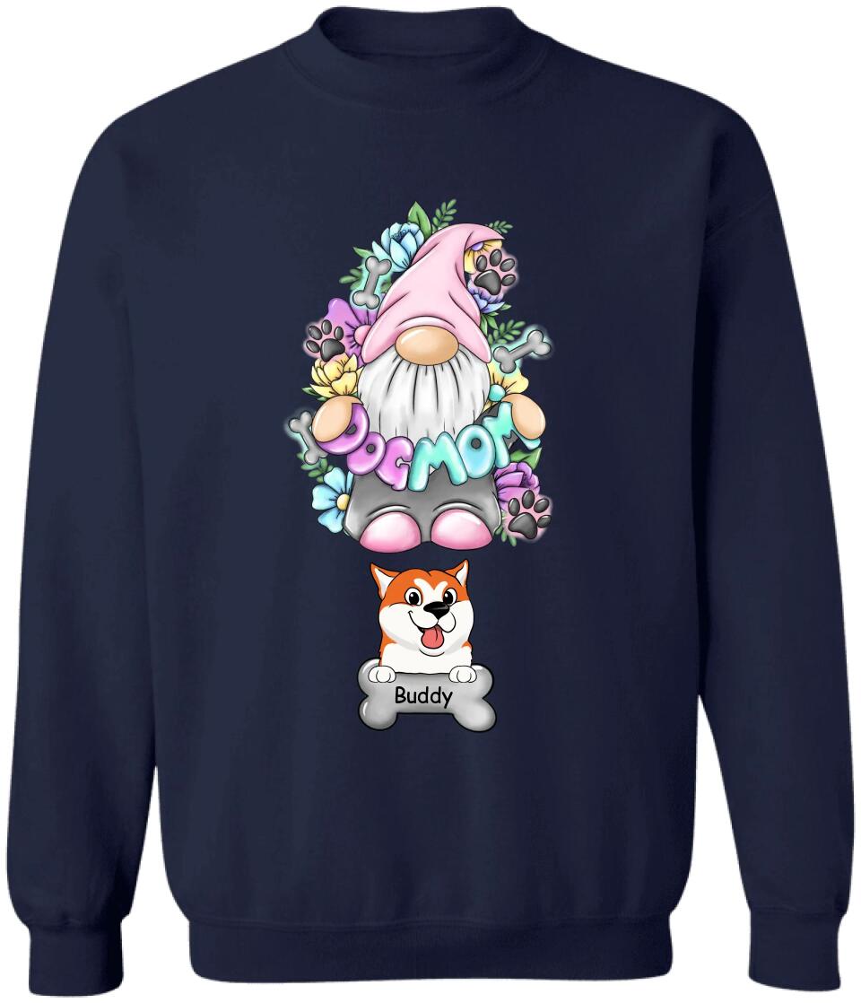 Dog Mom Gnome Floral - Personalized Dog Lovers Shirt - Dog Mom Shirt - Dog Lover Gift