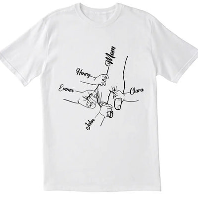 Kid Holds Hand - Personalized T-Shirt, Gift For Mom, Grandma