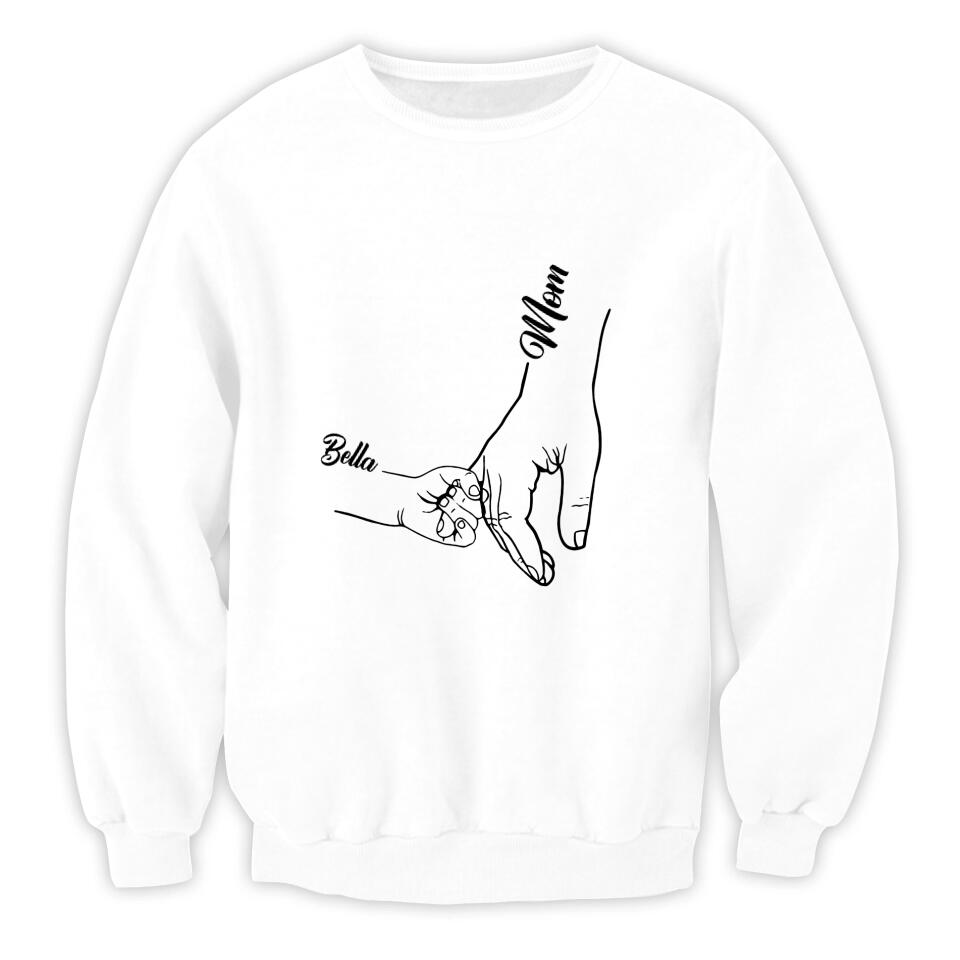 Kid Holds Hand - Personalized T-Shirt, Gift For Mom, Grandma