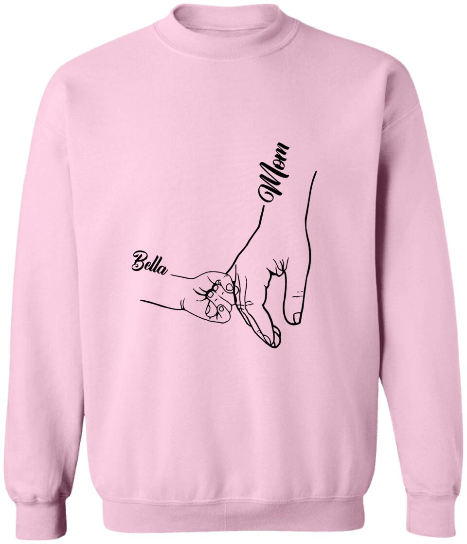 Kid Holds Hand - Personalized T-Shirt, Gift For Mom, Grandma