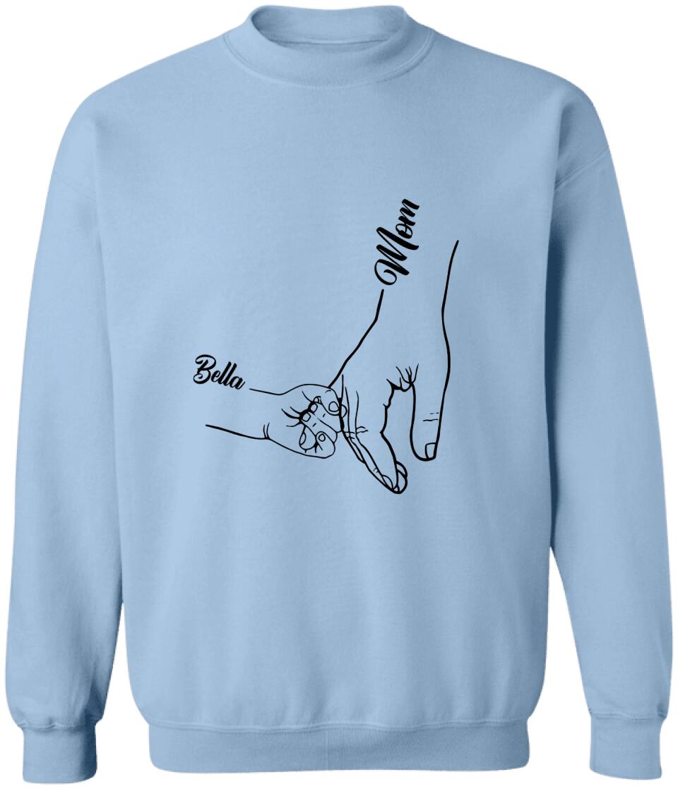 Kid Holds Hand - Personalized T-Shirt, Gift For Mom, Grandma