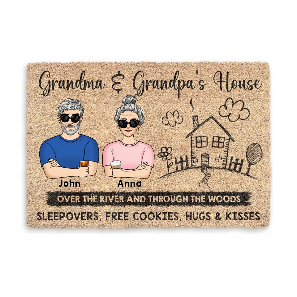 Grandma &amp; Grandpa’s House Over The River And Through The Woods - Personalized T-Shirt, Gift For Grandma, Grandpa