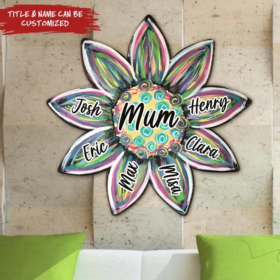 Mom Sunflower - Personalized Mom Sign - Mom Sunflower Door Hanger - Mother's Day Decor