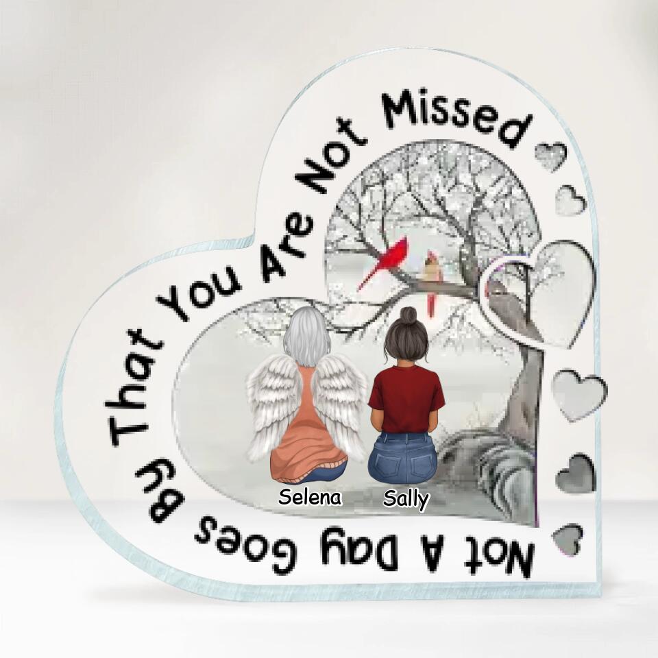 Not A Day Goes By That You Are Not Missed - Personalized Acrylic Plaque , Custom Shape Heart