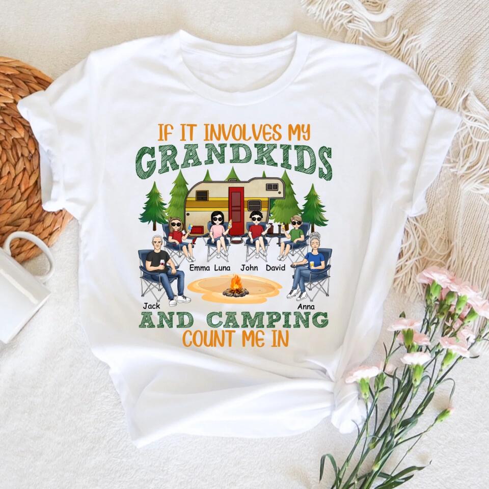 If It Involves My Grandkids And Camping Count Me In - Personalized T-Shirt, Gift For Camping Lover
