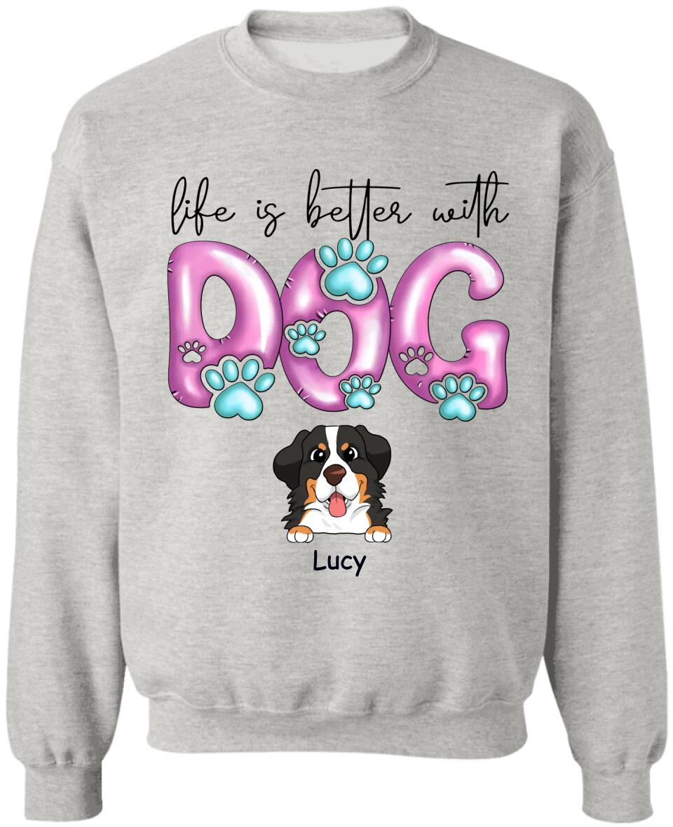 Life Is Better With Dogs - Personalized Dog Mom Shirt - Dog Lovers Shirt - Dog Mom