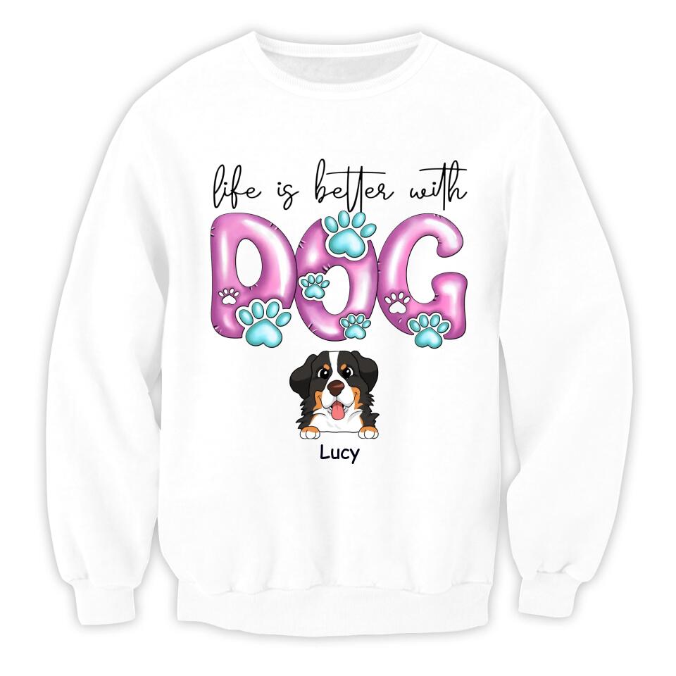 Life Is Better With Dogs - Personalized Dog Mom Shirt - Dog Lovers Shirt - Dog Mom