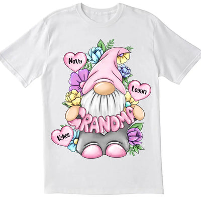 Grandma Gonk Gnome Floral - Personalized Grandma Shirt - Grandma Shirt - Gnome Heart Grandma Shirt