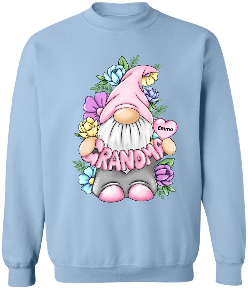 Grandma Gonk Gnome Floral - Personalized Grandma Shirt - Grandma Shirt - Gnome Heart Grandma Shirt