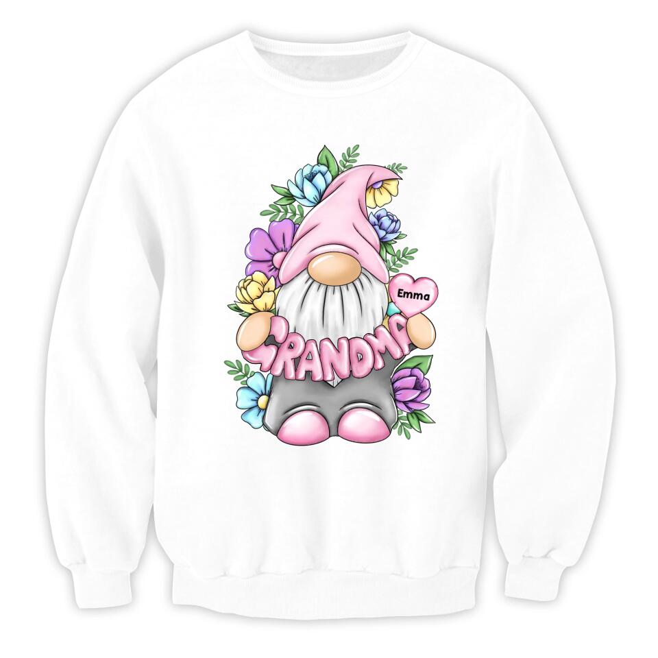 Grandma Gonk Gnome Floral - Personalized Grandma Shirt - Grandma Shirt - Gnome Heart Grandma Shirt