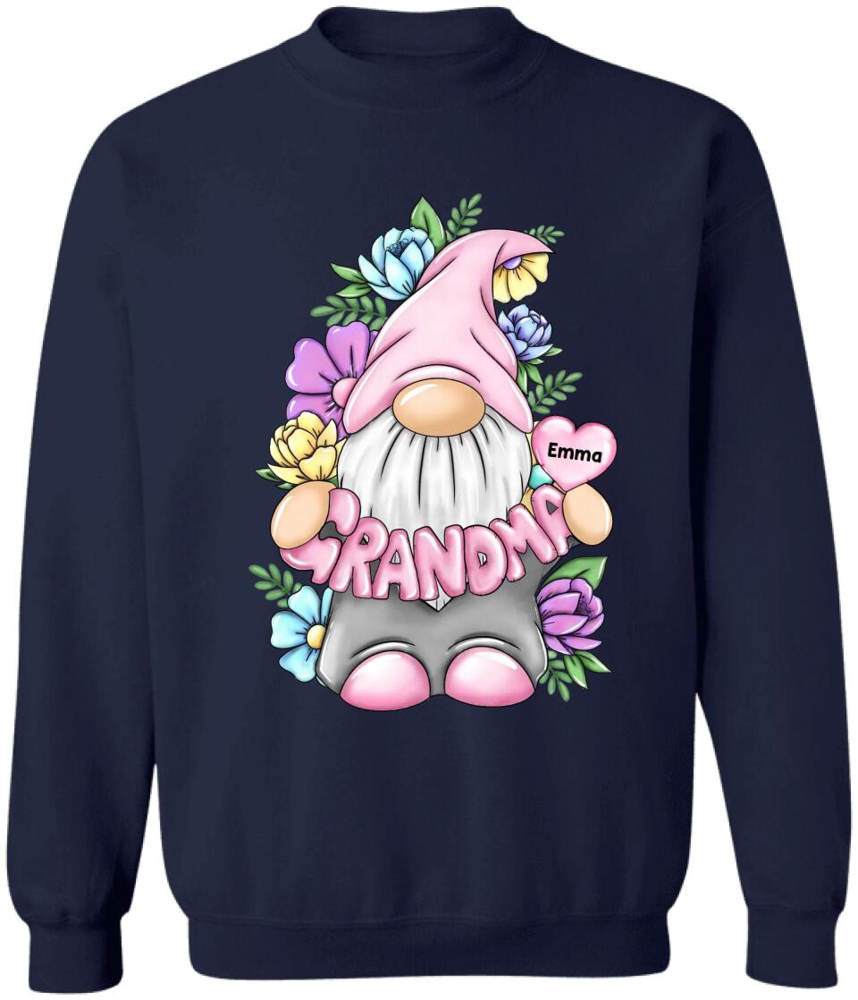 Grandma Gonk Gnome Floral - Personalized Grandma Shirt - Grandma Shirt - Gnome Heart Grandma Shirt
