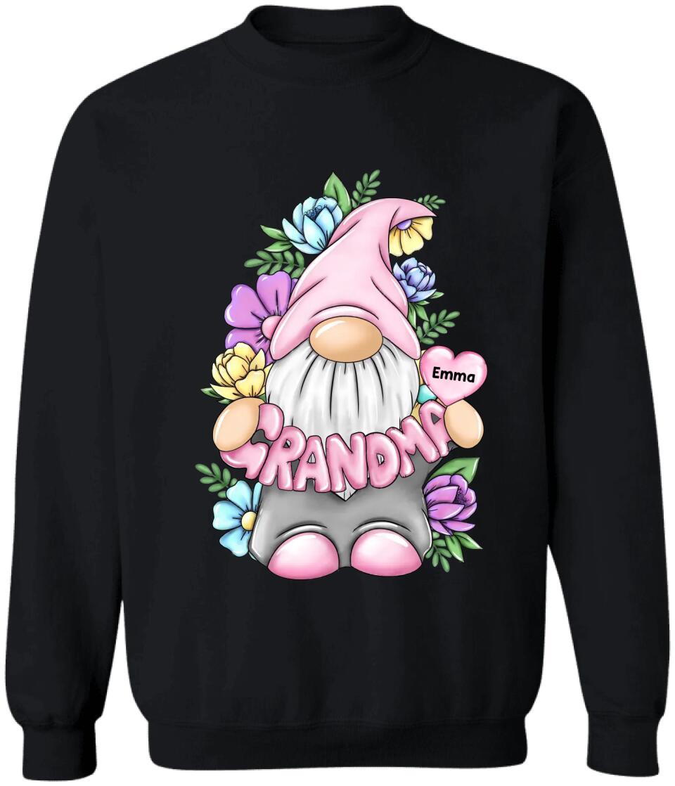 Grandma Gonk Gnome Floral - Personalized Grandma Shirt - Grandma Shirt - Gnome Heart Grandma Shirt