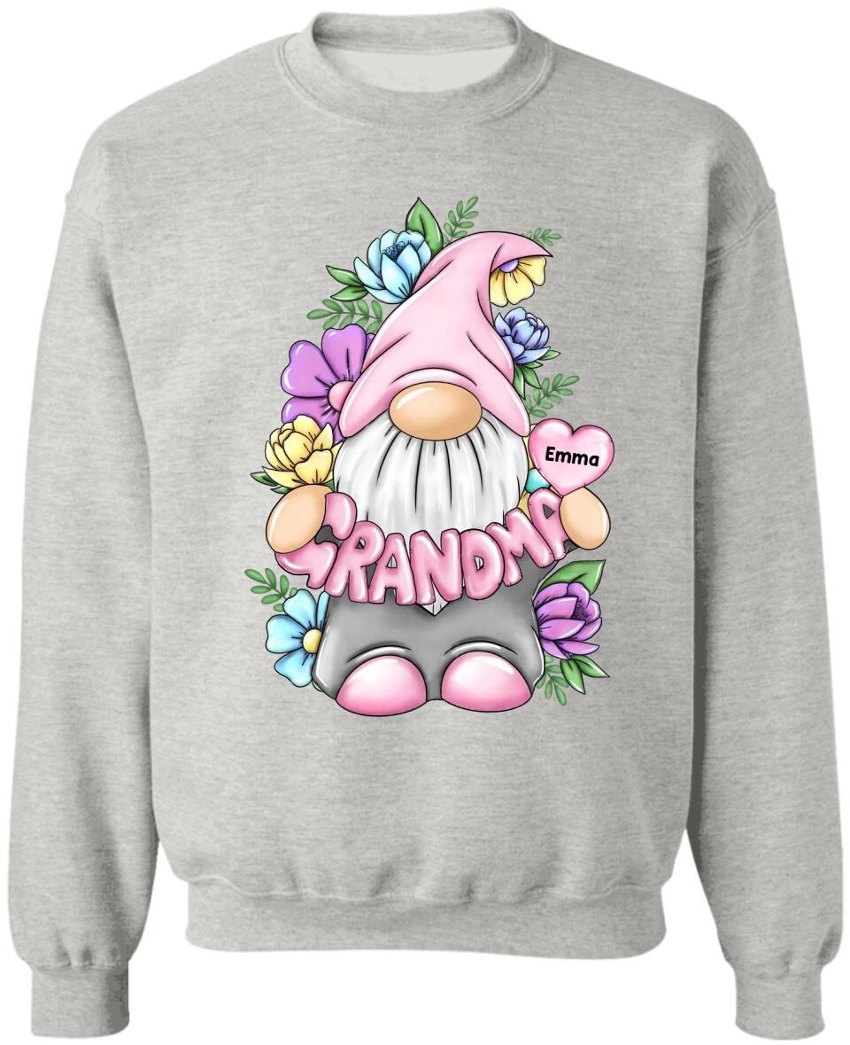 Grandma Gonk Gnome Floral - Personalized Grandma Shirt - Grandma Shirt - Gnome Heart Grandma Shirt