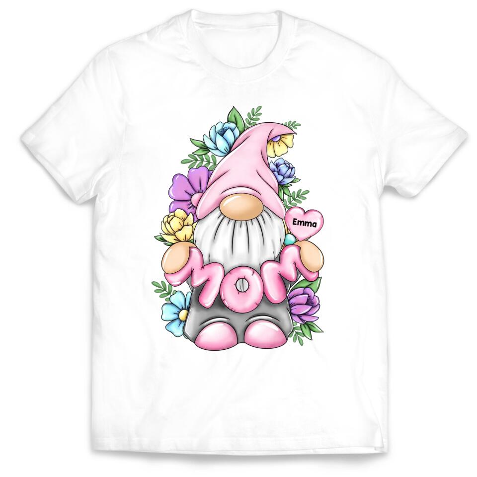 Mom Gonk Gnome Floral - Personalized Mother’s Day Shirt - Mom Shirt - Gnome Heart Mom Shirt - Mother's Day Gift