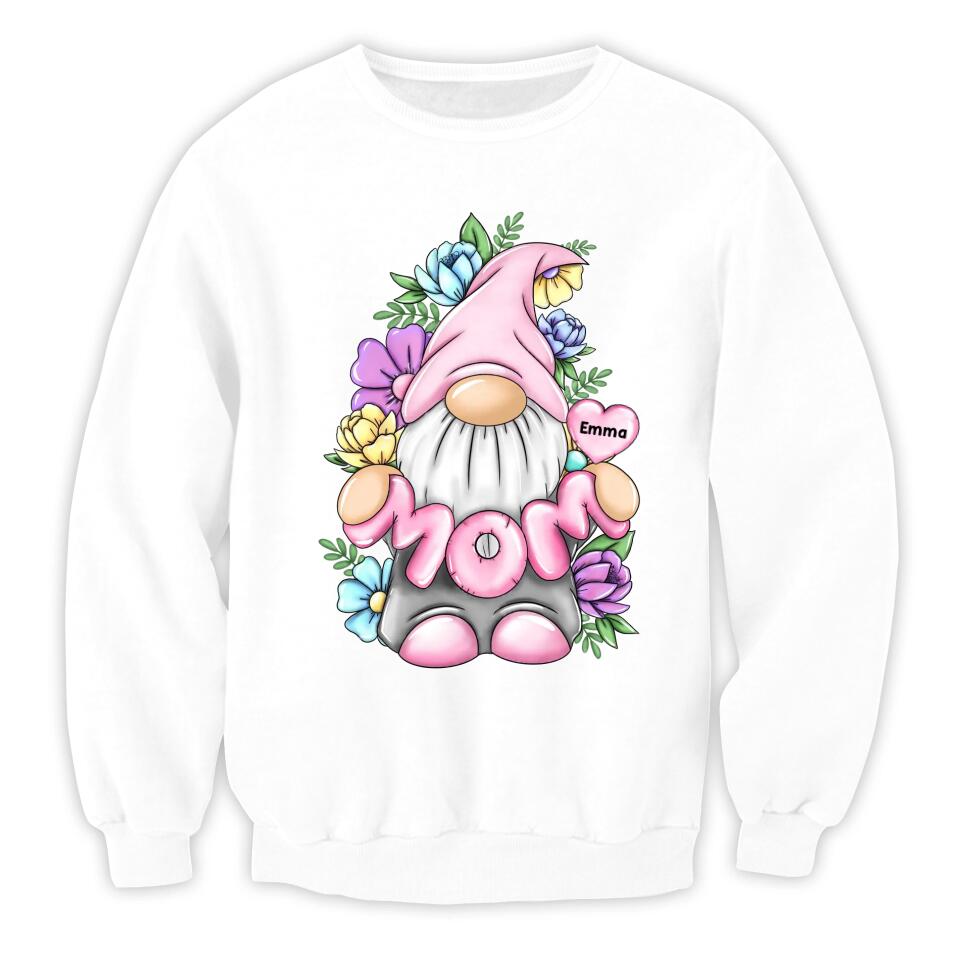 Mom Gonk Gnome Floral - Personalized Mother’s Day Shirt - Mom Shirt - Gnome Heart Mom Shirt - Mother's Day Gift