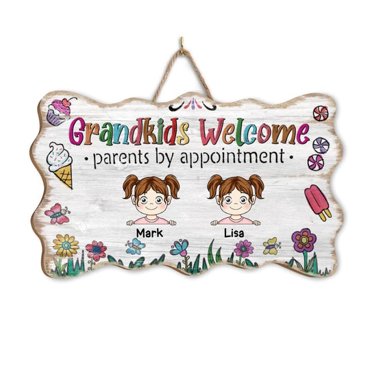 Grandkids Welcome Parents By Appointment - Personalized Wood Sign, Gift For Family