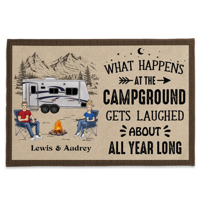What Happens At The Campground - Personalized Doormat, Gift For Camper