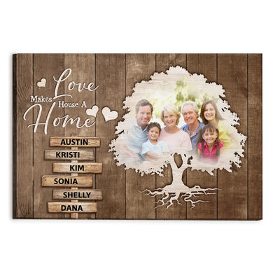 Love Makes House A Home - Personalized Canvas, Gift For Family