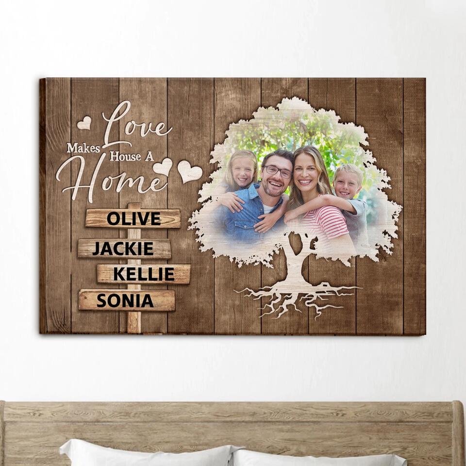 Love Makes House A Home - Personalized Canvas, Gift For Family