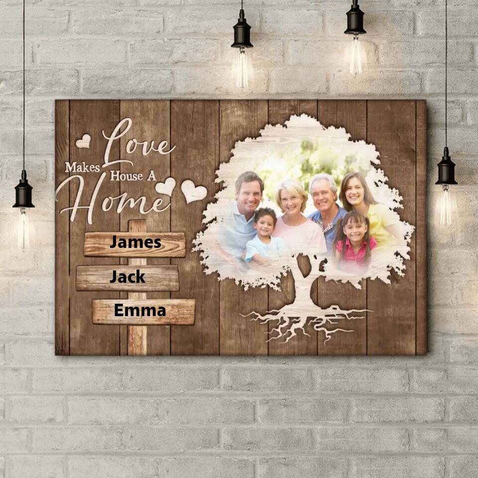 Love Makes House A Home - Personalized Canvas, Gift For Family
