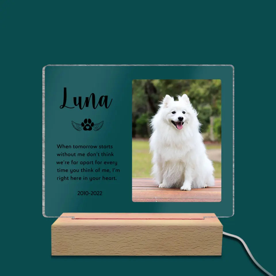 When Tomorrow Starts Without Me - Personalized Acrylic Night Light, Pet Memorial Gift