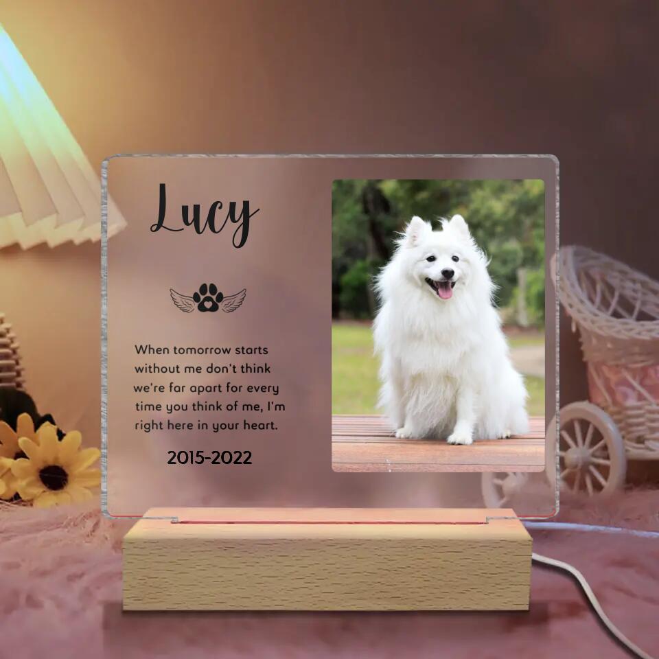 When Tomorrow Starts Without Me - Personalized Acrylic Night Light, Pet Memorial Gift