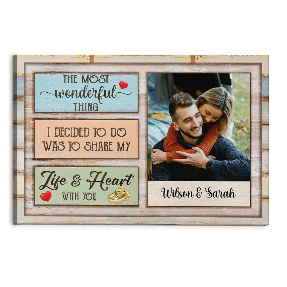The Most Wonderful Thing/ The Wisest Thing- Personalized Canvas, Gift For Couple, Gift For Husband, Gift For Wife