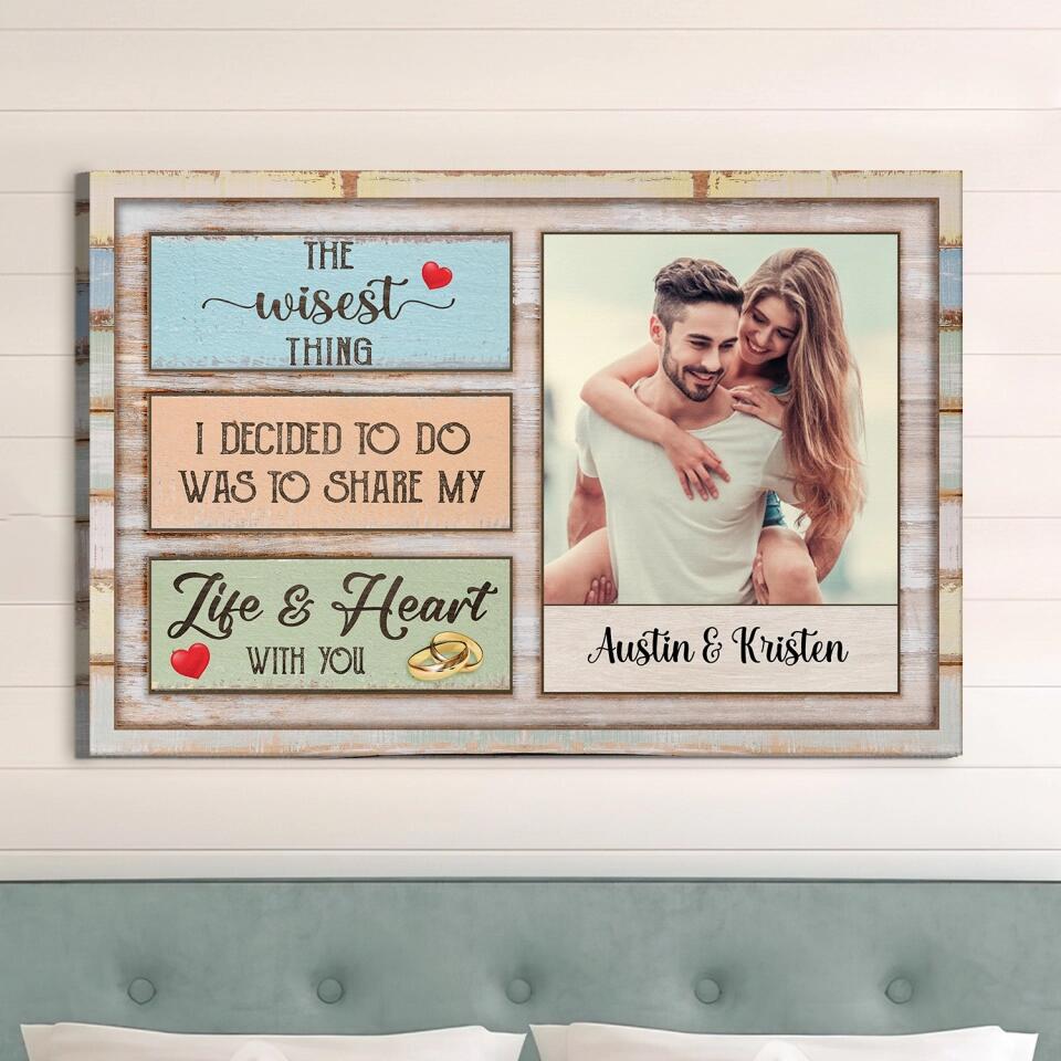 The Most Wonderful Thing/ The Wisest Thing- Personalized Canvas, Gift For Couple, Gift For Husband, Gift For Wife