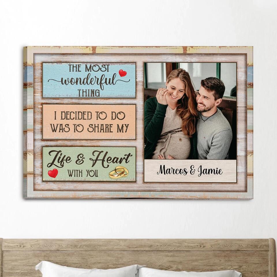 The Most Wonderful Thing/ The Wisest Thing- Personalized Canvas, Gift For Couple, Gift For Husband, Gift For Wife