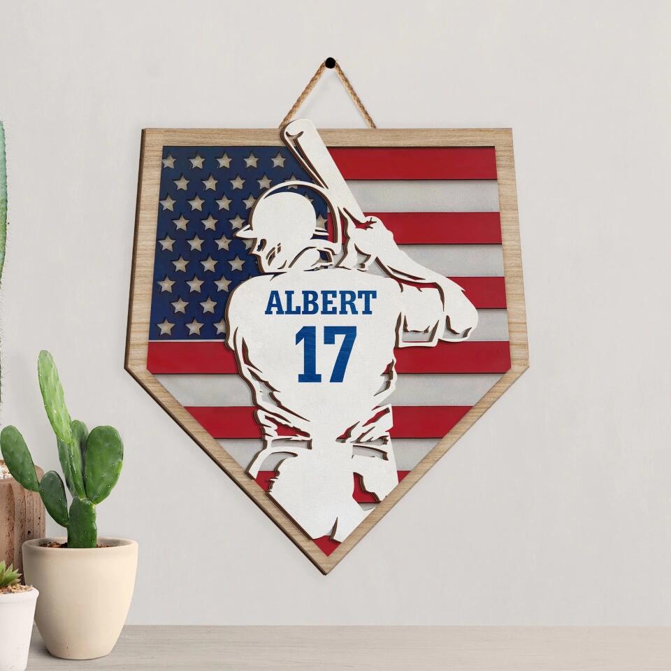Baseball Gift for Boys - Personalized 2 Layer Sign, Gift For Ball Player