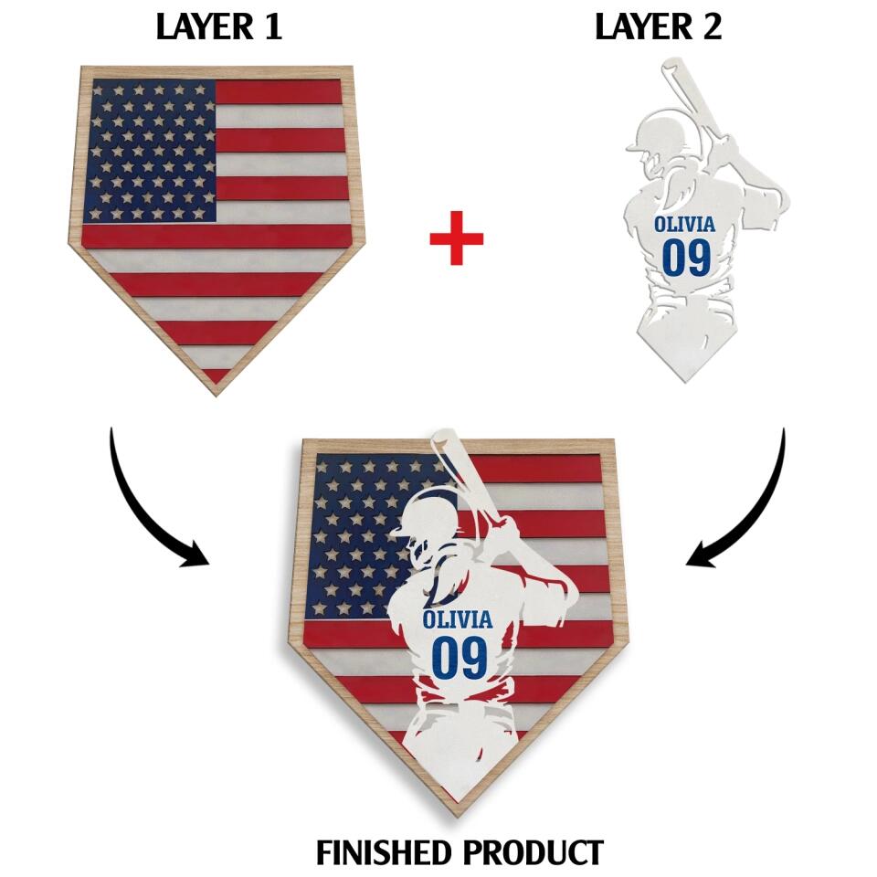 Baseball Gift for Boys - Personalized 2 Layer Sign, Gift For Ball Player