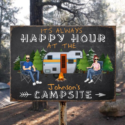 It's Always Happy Hour - Personalized Metal Sign, Gift For Camper