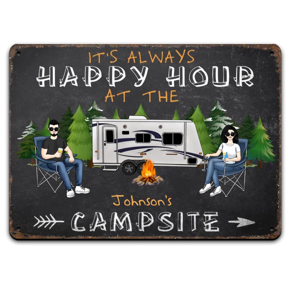 It's Always Happy Hour - Personalized Metal Sign, Gift For Camper