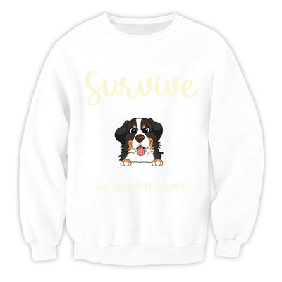 A Woman Cannot Survive On Wine Alone- Personalized Shirt, Gift For Dog Lover, Wine Lover