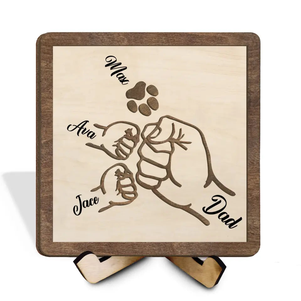 First Bump Dad and Kids - Personalized Sign, Gift For Father's Day, Gift For Pet Lover