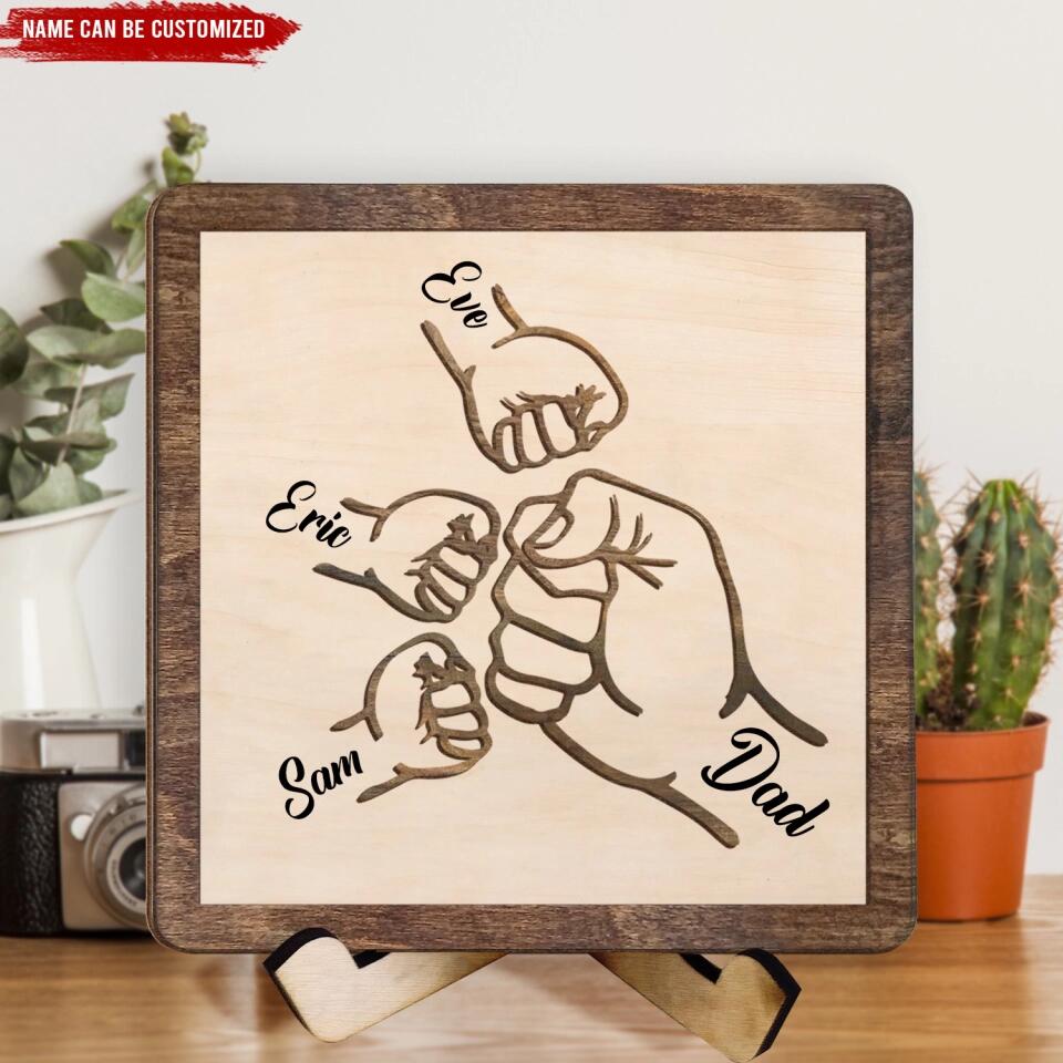 First Bump Dad and Kids - Personalized Sign, Gift For Father's Day, Gift For Pet Lover