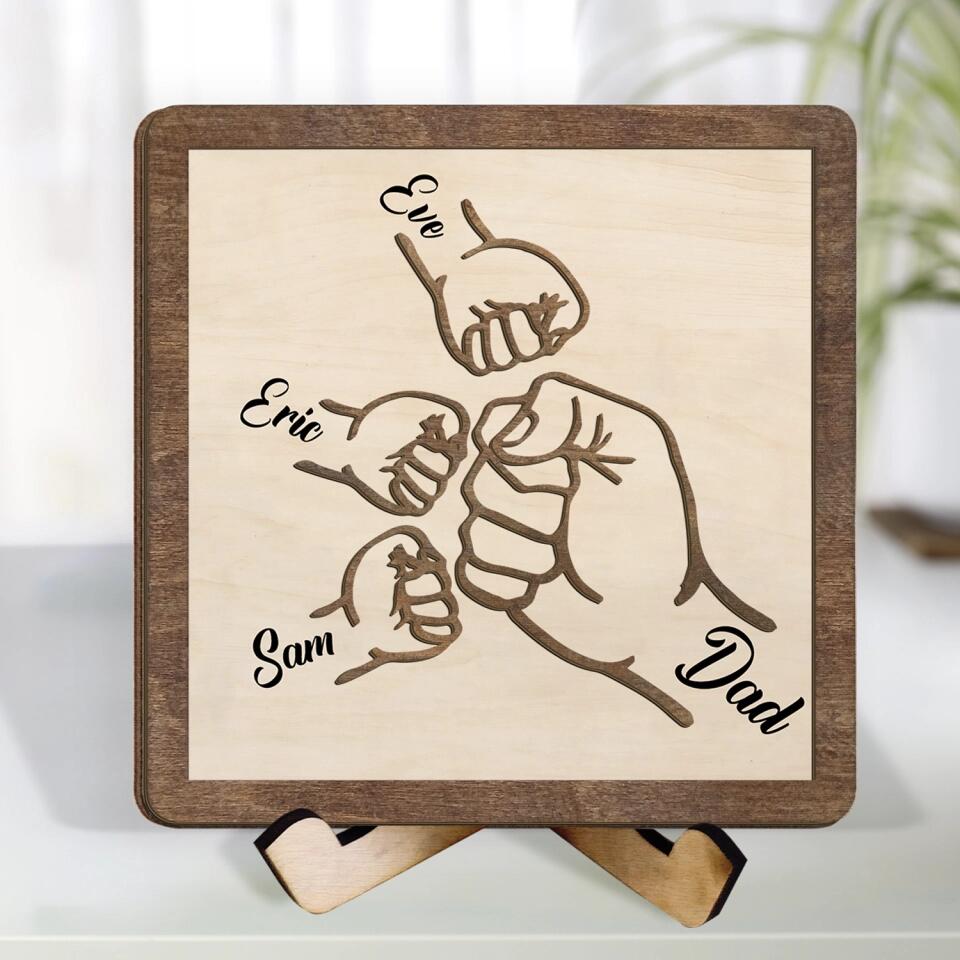 First Bump Dad and Kids - Personalized Sign, Gift For Father's Day, Gift For Pet Lover