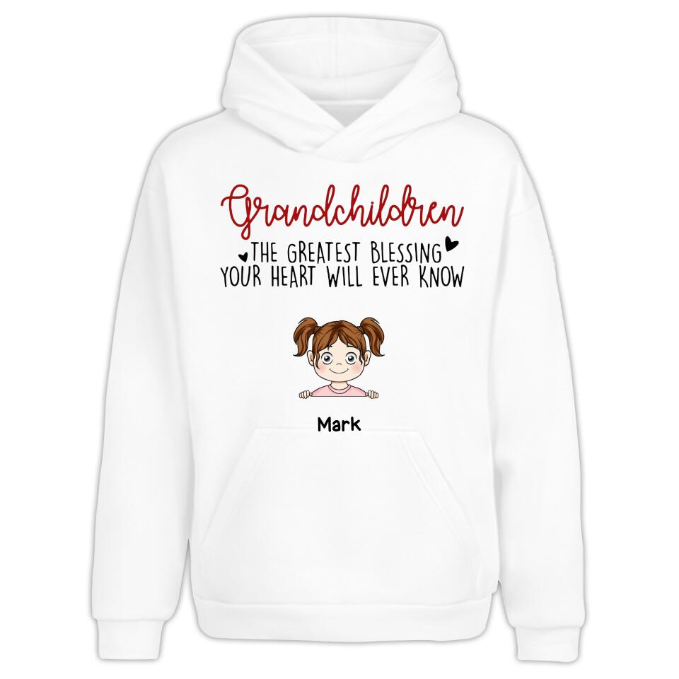 Grandchildren The Greatest Gift Your Heart Will Ever Know - Personalized  T-Shirt, Gift  For Grandma, Grandpa