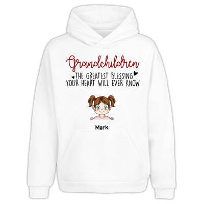 Grandchildren The Greatest Gift Your Heart Will Ever Know - Personalized  T-Shirt, Gift  For Grandma, Grandpa